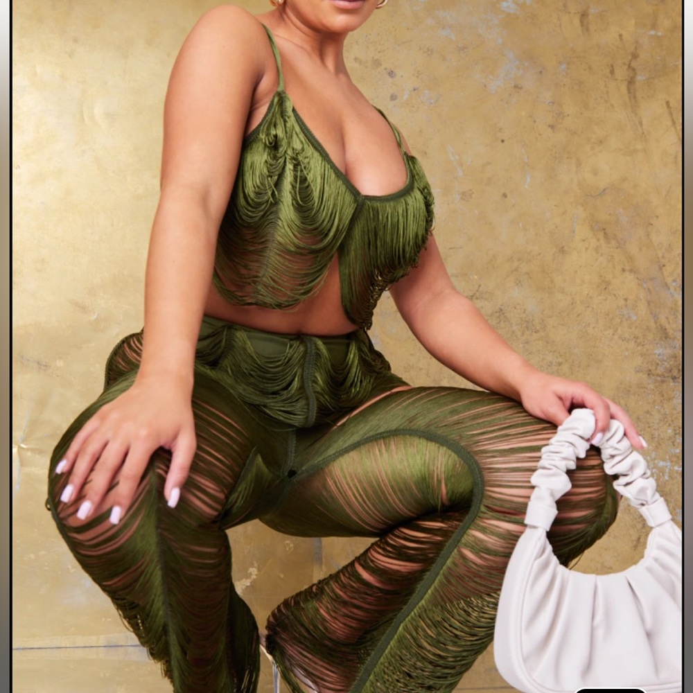 Shape Olive Fringe Pants